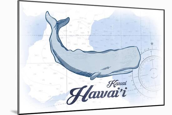 Kauai, Hawaii - Whale - Blue - Coastal Icon-Lantern Press-Mounted Art Print