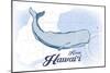 Kauai, Hawaii - Whale - Blue - Coastal Icon-Lantern Press-Mounted Art Print