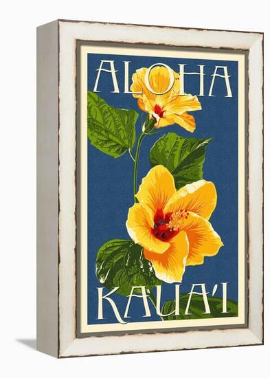 Kauai, Hawaii - Yellow Hibiscus-Lantern Press-Framed Stretched Canvas