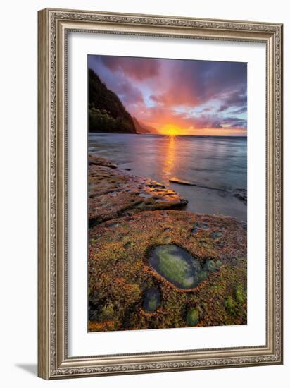 Kauai Sunset at Ke'e Beach, Na Pali Coast, Hawaii-Vincent James-Framed Photographic Print