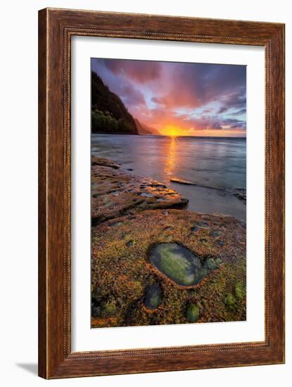 Kauai Sunset at Ke'e Beach, Na Pali Coast, Hawaii-Vincent James-Framed Photographic Print