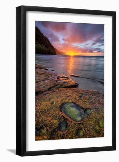 Kauai Sunset at Ke'e Beach, Na Pali Coast, Hawaii-Vincent James-Framed Photographic Print