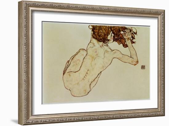 Kauernder Rueckenakt - Crouching nude,back view,1917-Egon Schiele-Framed Giclee Print