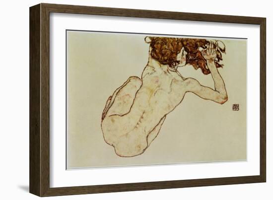 Kauernder Rueckenakt - Crouching nude,back view,1917-Egon Schiele-Framed Giclee Print