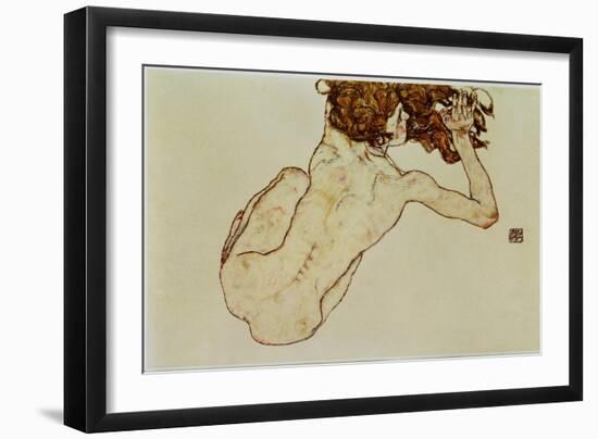 Kauernder Rueckenakt - Crouching nude,back view,1917-Egon Schiele-Framed Giclee Print