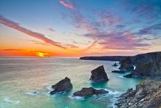 Sunset, Carnewas and Bedruthan Steps, Cornwall, England, United Kingdom, Europe-Kav Dadfar-Photographic Print