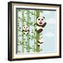 Kawaii Bears in Forest. Funny Kawaii Panda Bears in Trees. Vector Illustration Eps8.-Popmarleo-Framed Art Print