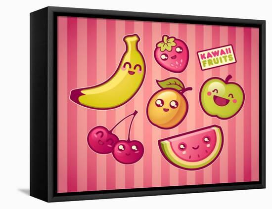 Kawaii Smiling Fruits-diarom-Framed Stretched Canvas