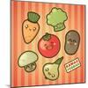 Kawaii Smiling Vegetables-diarom-Mounted Art Print