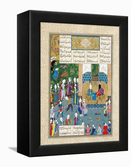 Kay Khusraw Welcomed by His Grandfather, Kay Kaus, King of Iran-null-Framed Premier Image Canvas