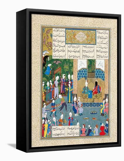 Kay Khusraw Welcomed by His Grandfather, Kay Kaus, King of Iran-null-Framed Premier Image Canvas