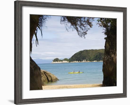 Kayak at Watering Cove, Abel Tasman National Park, Nelson, South Island, New Zealand-Kober Christian-Framed Photographic Print