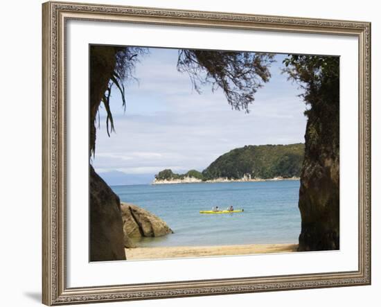 Kayak at Watering Cove, Abel Tasman National Park, Nelson, South Island, New Zealand-Kober Christian-Framed Photographic Print