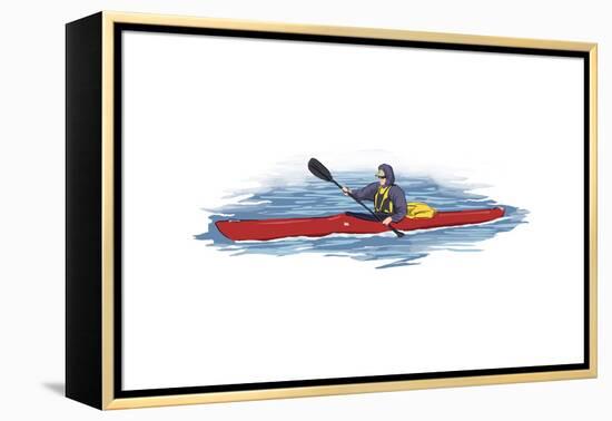 Kayak - Icon-Lantern Press-Framed Stretched Canvas