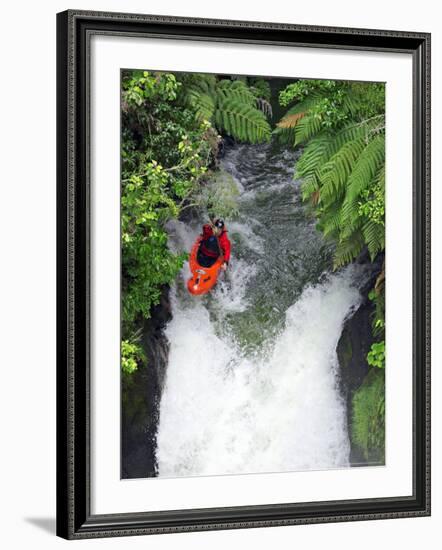 Kayak in Tutea's Falls, Okere River, New Zealand-David Wall-Framed Photographic Print