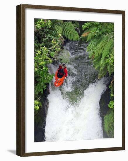 Kayak in Tutea's Falls, Okere River, New Zealand-David Wall-Framed Photographic Print