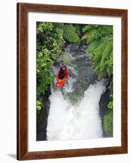 Kayak in Tutea's Falls, Okere River, New Zealand-David Wall-Framed Photographic Print