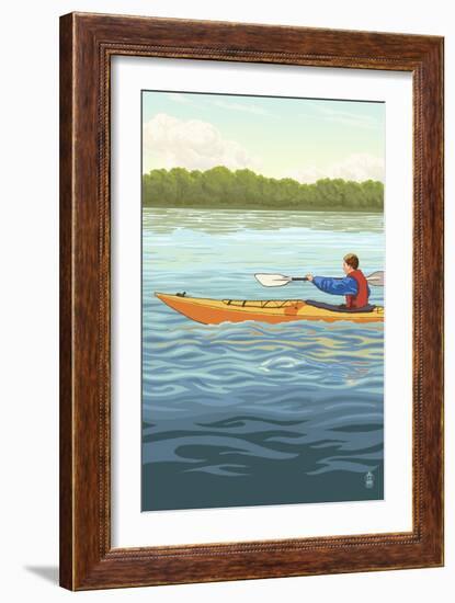 Kayak (Male Version)-Lantern Press-Framed Art Print