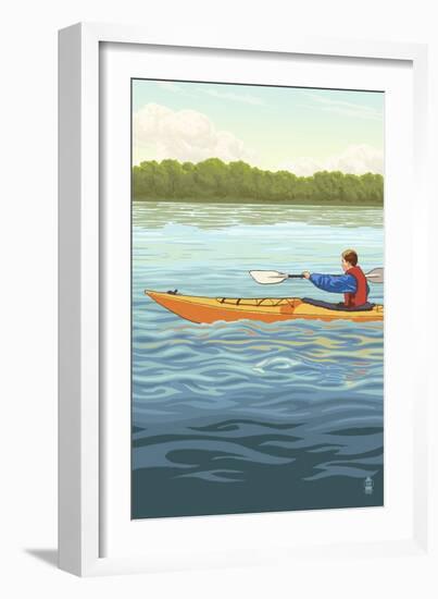 Kayak (Male Version)-Lantern Press-Framed Art Print