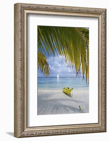 Kayak on White Sand Beach, Southwater Cay, Stann Creek, Belize-Cindy Miller Hopkins-Framed Photographic Print