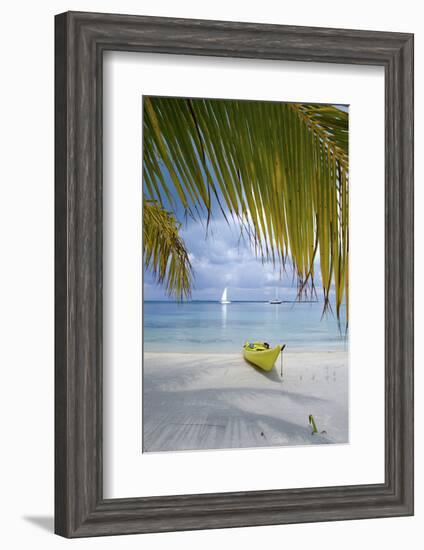 Kayak on White Sand Beach, Southwater Cay, Stann Creek, Belize-Cindy Miller Hopkins-Framed Photographic Print