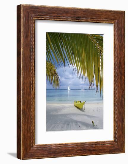 Kayak on White Sand Beach, Southwater Cay, Stann Creek, Belize-Cindy Miller Hopkins-Framed Photographic Print