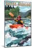 Kayak Oregon - River Scene-Lantern Press-Mounted Art Print