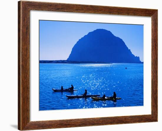 Kayak Rental and Morro Rock, City of Morro Bay, San Luis Obispo County, California, USA-Richard Cummins-Framed Photographic Print