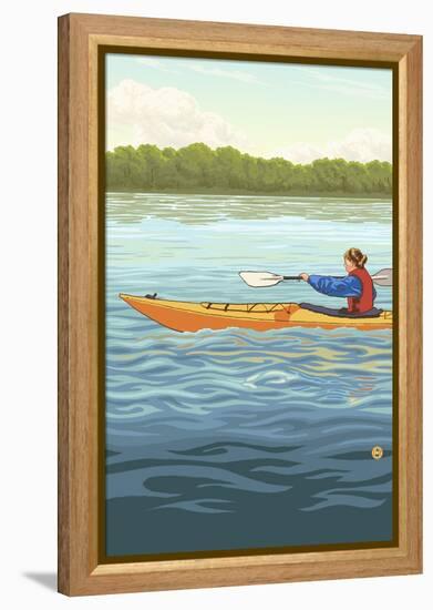 Kayak-Lantern Press-Framed Stretched Canvas