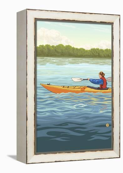 Kayak-Lantern Press-Framed Stretched Canvas