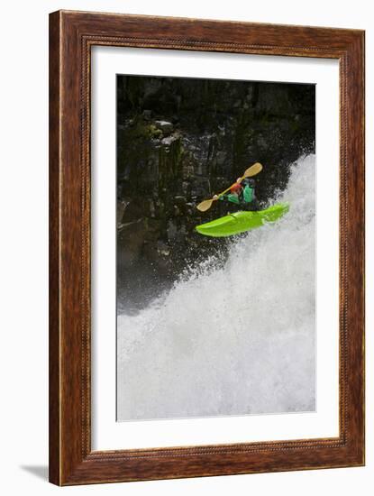 Kayaker Descending Waterfall Outside Of Crested Butte Colorado-Liam Doran-Framed Photographic Print