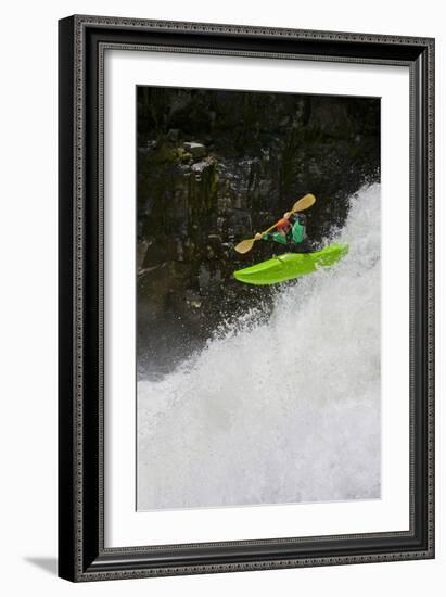 Kayaker Descending Waterfall Outside Of Crested Butte Colorado-Liam Doran-Framed Photographic Print