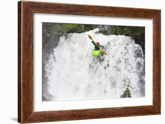 Kayaker Descending Waterfall Outside Of Crested Butte Colorado-Liam Doran-Framed Photographic Print