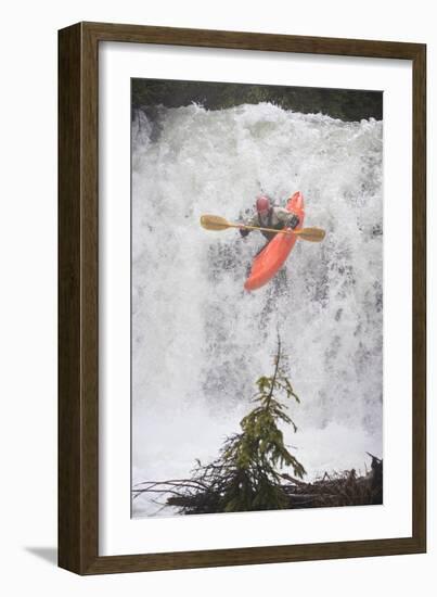 Kayaker Descending Waterfall Outside Of Crested Butte Colorado-Liam Doran-Framed Photographic Print