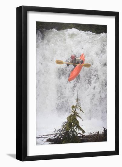 Kayaker Descending Waterfall Outside Of Crested Butte Colorado-Liam Doran-Framed Photographic Print