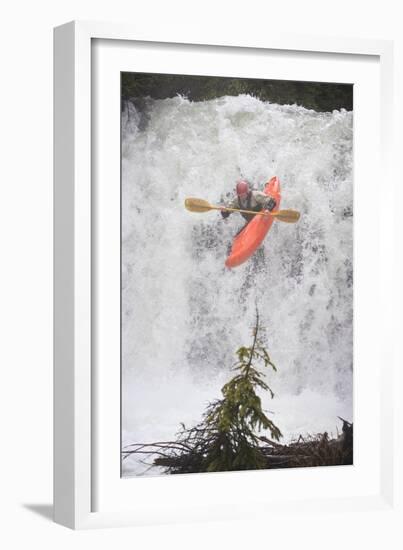 Kayaker Descending Waterfall Outside Of Crested Butte Colorado-Liam Doran-Framed Photographic Print