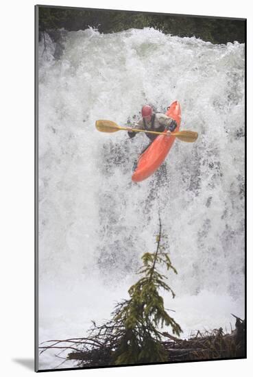 Kayaker Descending Waterfall Outside Of Crested Butte Colorado-Liam Doran-Mounted Photographic Print