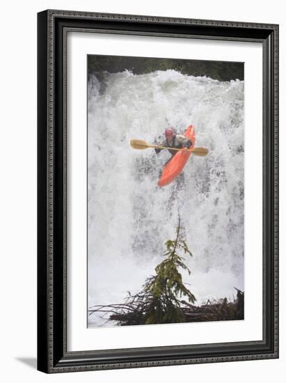 Kayaker Descending Waterfall Outside Of Crested Butte Colorado-Liam Doran-Framed Photographic Print