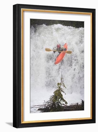 Kayaker Descending Waterfall Outside Of Crested Butte Colorado-Liam Doran-Framed Photographic Print