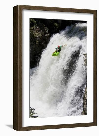 Kayaker Descending Waterfall Outside Of Crested Butte Colorado-Liam Doran-Framed Photographic Print