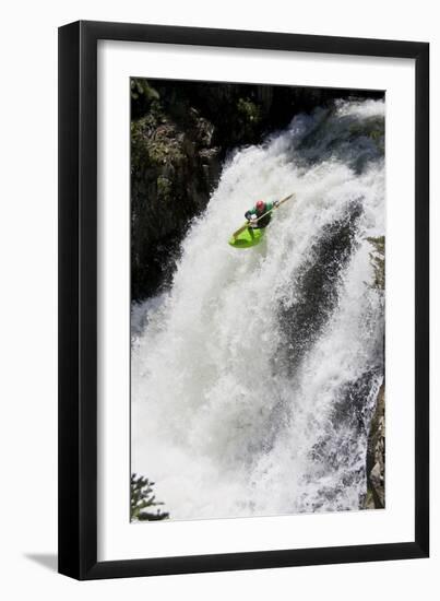 Kayaker Descending Waterfall Outside Of Crested Butte Colorado-Liam Doran-Framed Photographic Print