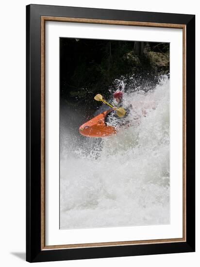 Kayaker Descending Waterfall Outside Of Crested Butte Colorado-Liam Doran-Framed Photographic Print