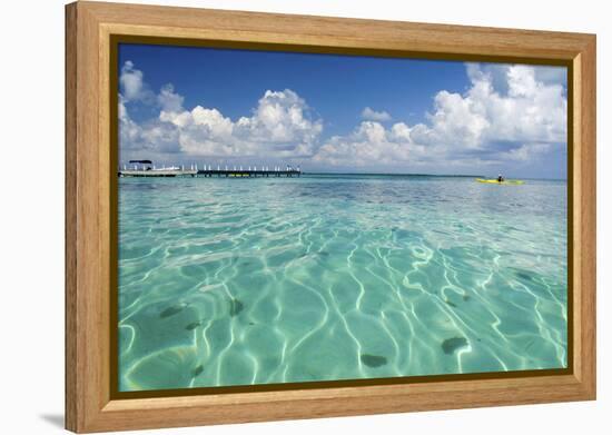 Kayaker in Blue Waters, Southwater Cay, Belize-Cindy Miller Hopkins-Framed Premier Image Canvas