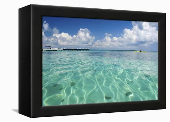 Kayaker in Blue Waters, Southwater Cay, Belize-Cindy Miller Hopkins-Framed Premier Image Canvas