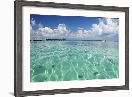 Kayaker in Blue Waters, Southwater Cay, Belize-Cindy Miller Hopkins-Framed Photographic Print