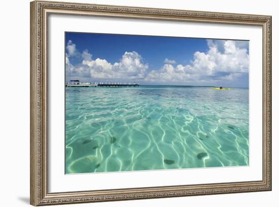 Kayaker in Blue Waters, Southwater Cay, Belize-Cindy Miller Hopkins-Framed Photographic Print