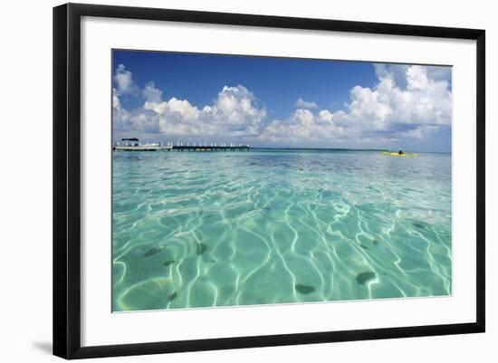 Kayaker in Blue Waters, Southwater Cay, Belize-Cindy Miller Hopkins-Framed Photographic Print