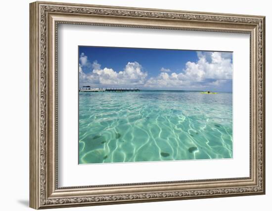 Kayaker in Blue Waters, Southwater Cay, Belize-Cindy Miller Hopkins-Framed Photographic Print