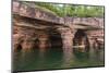 Kayaker in Sea Caves, Devils Island, Apostle Islands National Lakeshore, Wisconsin, USA-Chuck Haney-Mounted Photographic Print