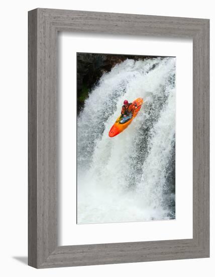 Kayaker Jumping from a Waterfall-Ivan Chudakov-Framed Photographic Print